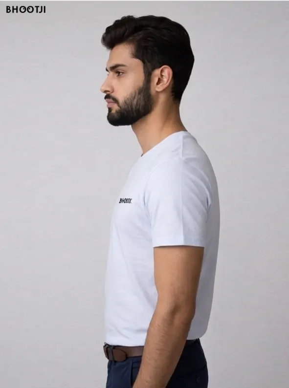 Side view of white plain tshirt by bhootji.webp