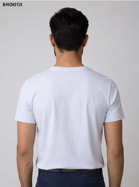 Back view of white plain tshirt by Bhootji.webp